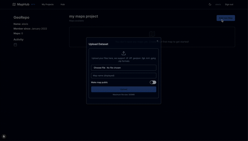 Upload your geospatial data file